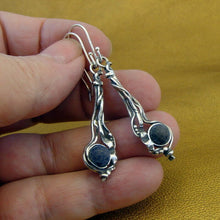 Load image into Gallery viewer, Hadar Designers Sterling 925 Silver Lava stone Earrings Handmade Long (H) SALE