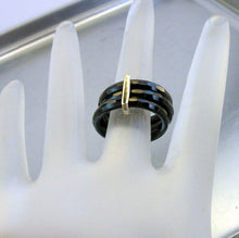 Load image into Gallery viewer, Hadar Designers 9k yellow Gold Black Ceramic Triple Ring size 6.5 (I r886) SALE