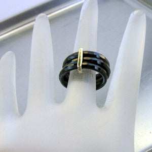 Hadar Designers 9k yellow Gold Black Ceramic Triple Ring size 6.5 (I r886) SALE