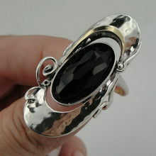 Load image into Gallery viewer, Hadar Designers 9k Yellow Gold 925 Silver Onyx Ring 6.5, 7,8,9,10 Handmade (MS)Y