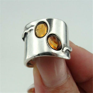 Hadar Designers 925 Sterling Silver Amber Ring size 6,7,8,9,10 Handmade (H 1006)
