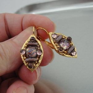 Hadar Designers Handmade Fashion 24k Gold Plated Moreno glass Earrings (as