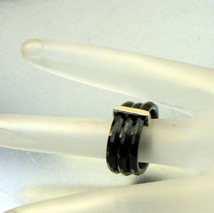 Hadar Designers 9k yellow Gold Black Ceramic Triple Ring size 6.5 (I r886) SALE