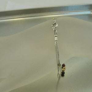 Hadar Designers 14K Gold Fil 925 Sterling Silver Garnet Fine Bracelet (L) SALE