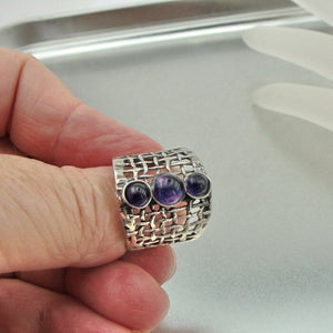 Hadar Designers Amethyst Ring sz 6.5,7,8,9,10 Handmade Sterling Silver (H 142) y