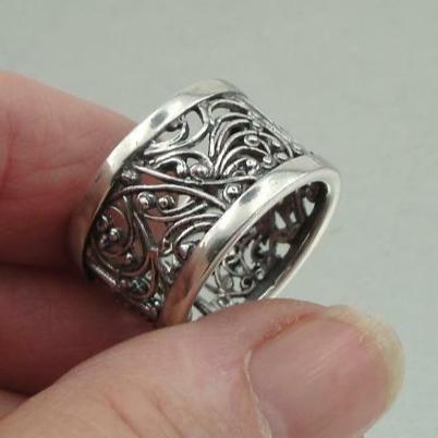 Hadar Designers 925 Sterling Silver Ring Filigree 6,7,8,9,10 Modern Handmade (S)