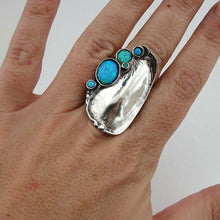 Load image into Gallery viewer, Hadar Designers Blue Opal Ring Handmade 925 Sterling Silver 7,7.5.8,9 (H 1544)y