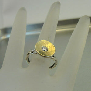 Hadar Designers 9k Yellow Gold 925 Silver White Zircon Ring 6,7,8,9 Handmade ()y