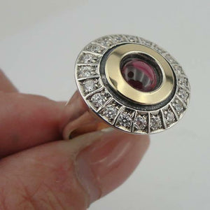 Hadar Designers Handmade 9k Yellow Gold Sterling Silver Garnet Ring Set 6,7,8,9,