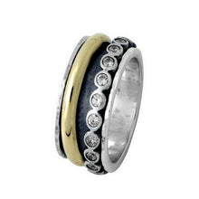 Load image into Gallery viewer, Hadar Designers Swivel 9k Yellow Gold Sterling Silver Zircon Ring 7,8,9 (I r989