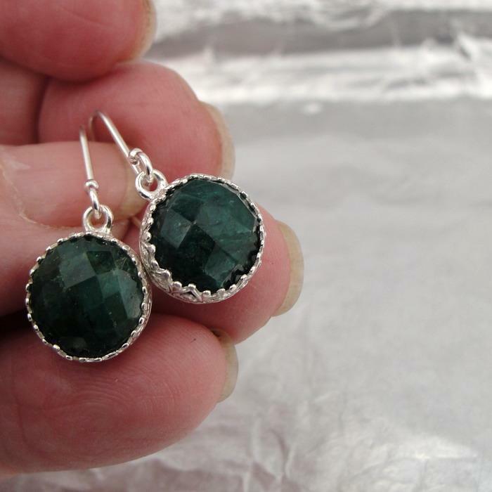 Hadar Designers Drop Dangle Sterling Silver Filigree Emerald Earrings (I e594s