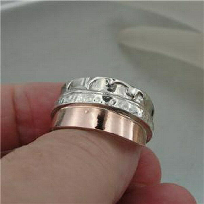 Hadar Designers Sterling Silver 9k Rose Gold Ring sz 7,7.5 Handmade Art (H) SALE