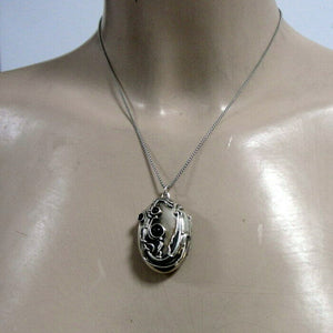 Hadar Designers Black Onyx Locket Pendant 925 Sterling Silver Handmade Art (H) y