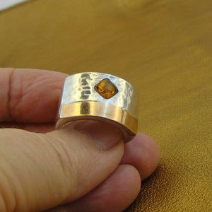 Hadar Designers 9k Rose Gold 925 Silver Baltic Amber Ring sz 7.5,8 Handmade (DKy