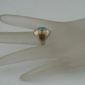 Hadar Designers Blue Opal Heart Ring 7,7.5 Handmade 9k Yellow Gold 925 Silver