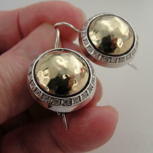 Hadar Designers 9k Yellow Gold Sterling Silver Zircon Earrings Impressive (Ms) y