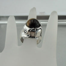 Load image into Gallery viewer, Hadar Designers Sterling Silver Tiger Cat&#39;s Eye Ring 7, 7.5, 8 Handmade (H) SALE
