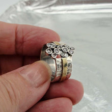 Load image into Gallery viewer, Hadar Designers Handmade 9k Yellow Gold Sterling Silver Zircon Ring 6,7,8,9, (M)