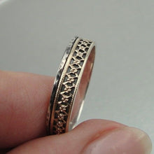 Load image into Gallery viewer, Hadar Designers Filigree 9k Gold Sterling Silver Ring sz 6.5,7,8,9,10 (I r253) Y