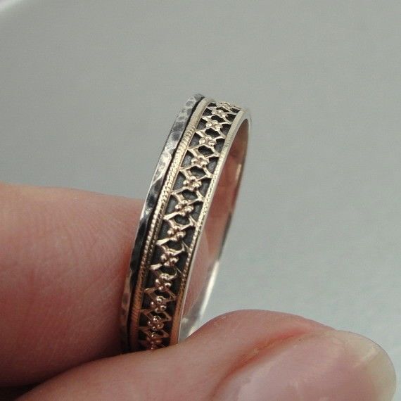 Hadar Designers Filigree 9k Gold Sterling Silver Ring sz 6.5,7,8,9,10 (I r253) Y
