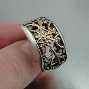 Hadar Designers Filigree Ring 9k Rose Gold Sterling Silver size 6.5, 7 (H) SALE