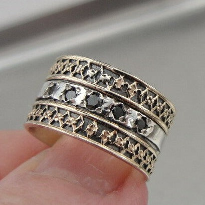 Hadar Designers 9k Yellow Gold S Silver Sapphire Ring 5,6,7,8,9 Handmade (I r254