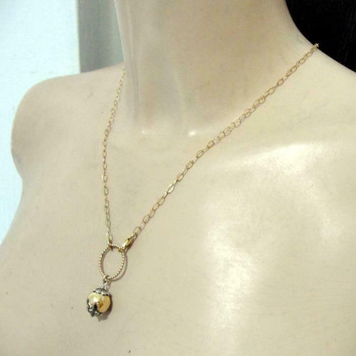 Hadar Designers Charm 14K Gold F Ball 925 Sterling Silver Pendant Necklace (v)y