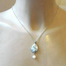 Load image into Gallery viewer, Hadar Designers Sterling Silver Roman Glass Drop Pearl Pendant Handmade (AS)SALE