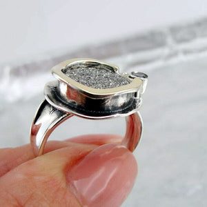 Hadar Designers 9k Yellow Gold Sterling Silver Druzy Ring 5,6,7,8,9 Handmade()5y