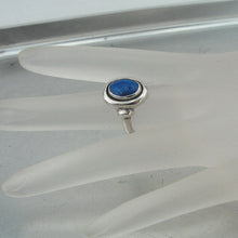 Load image into Gallery viewer, Hadar Designer Oval Blue Lapis Ring size 6, 6.5 Handmade Sterling Silver(H) SALE