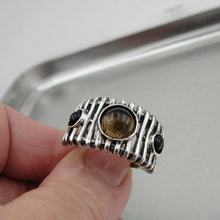 Load image into Gallery viewer, Hadar Designers Smokey Q Ring size 6.5, 7 Handmade 925 Sterling Silver (H) SALE