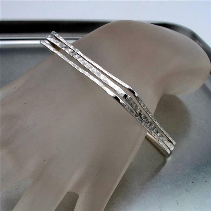 Hadar Designers Handmade 925 Sterling Silver 1-2-3 Square Bangle Bracelets (V3