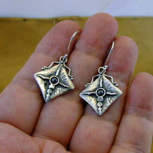 Hadar Designers Sterling Silver Genuine Hematite Earrings Handmade Art (H) SALE