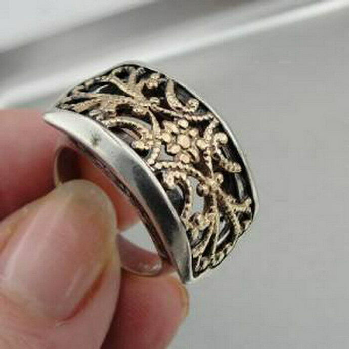 Hadar Designers Filigree Ring 9k Rose Gold Sterling Silver size 6.5, 7 (H) SALE