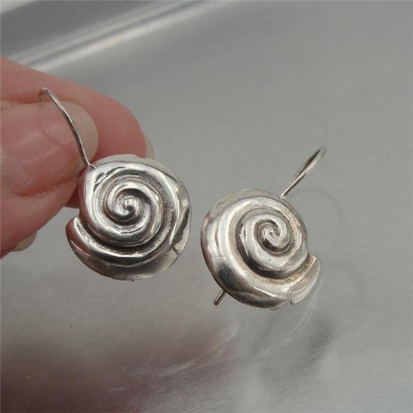 Hadar Designers 925 Sterling Silver Earrings Handmade Artistic Spiral (H) SALE