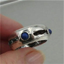 Load image into Gallery viewer, Hadar Designers Blue Lapis Ring size 9,9.5 Handmade 925 Sterling Silver (H) SALE