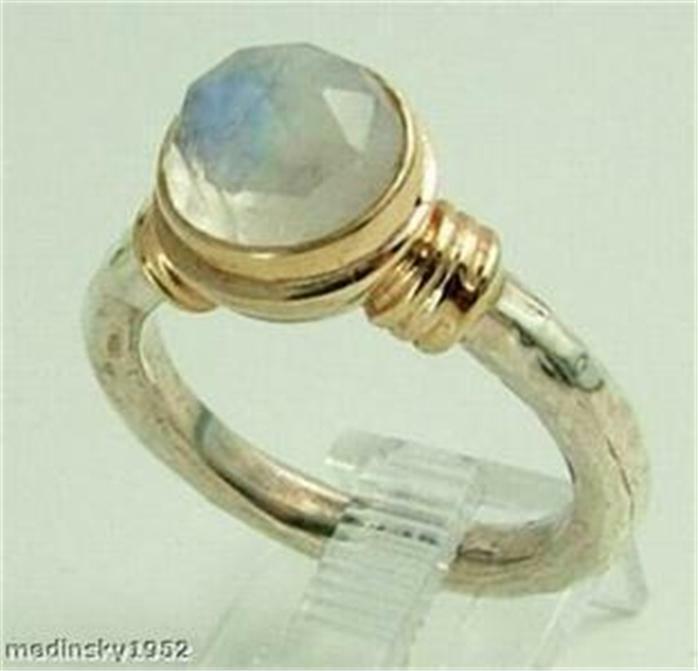 Hadar Designers  9k Yellow Gold Sterling Silver Moonstone Ring 6,7,8,9,10 (r104