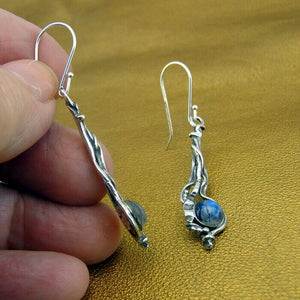 Hadar Designers Sterling 925 Silver Moonstone Earrings Handmade Long (H) SALE