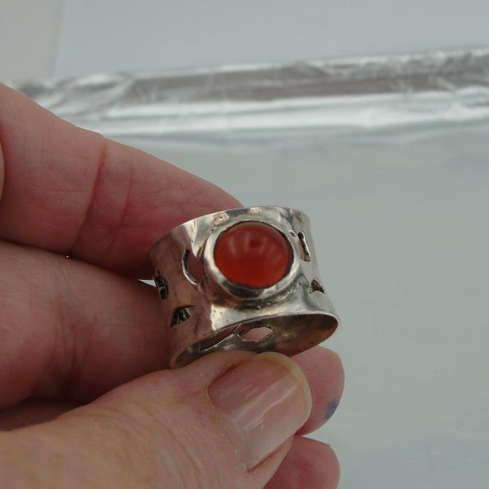 Hadar Designers Carnelian Ring size 6.5, 7 Sterling Silver NEW Handmade (H) SALE