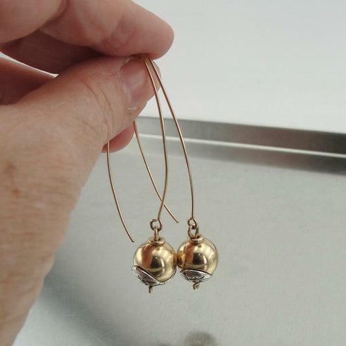 Hadar Designers Handmade Unique Art 14k Yellow Gold Fi Long Dangle Earrings (v