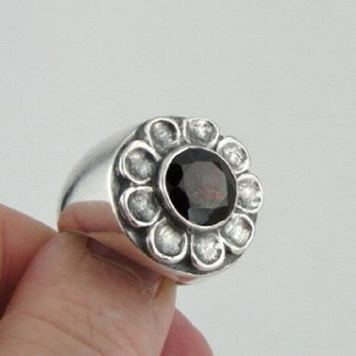 Hadar Designers Handmade 925 Sterling Silver Red Garnet Ring 7.5 (H na105) SALE