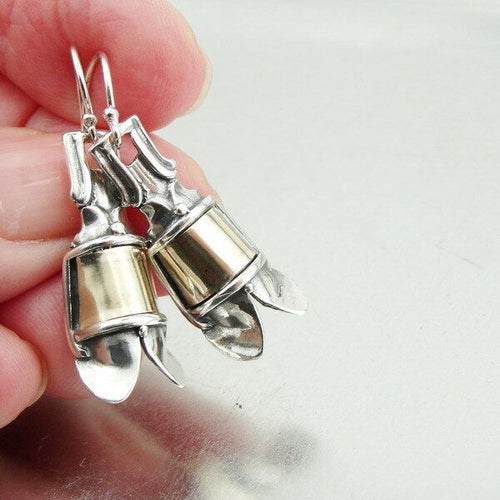 Hadar Designers 9k Yellow Gold 925 Sterling Silver Earrings Handmade  (H) SALE