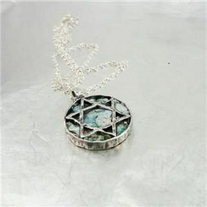 Hadar Designers Sterling Silver Roman Glass Star of David Pendant (as 519313) y