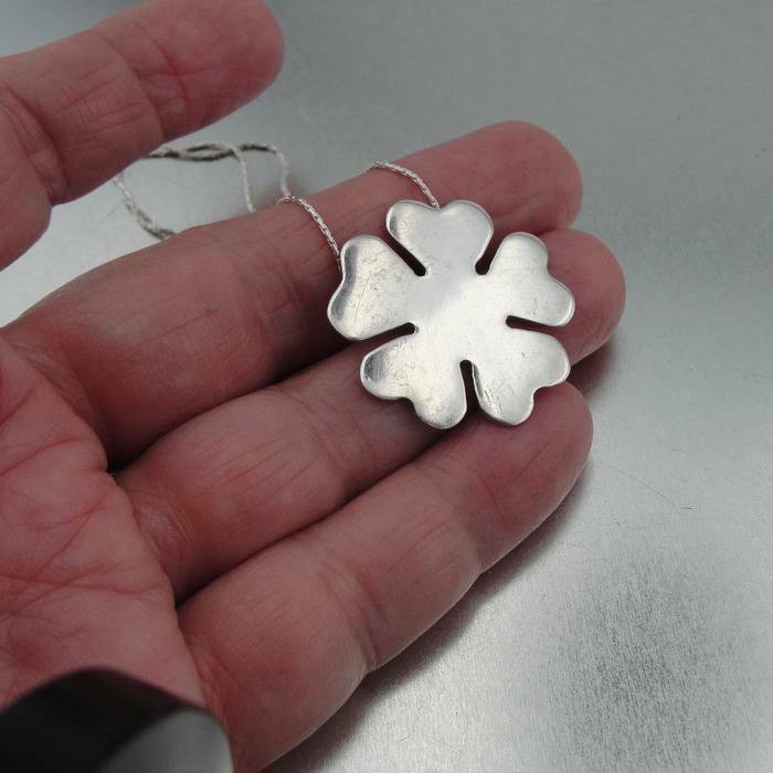 Hadar Designers Handmade Unique Modern Floral Sterling Silver Pendant (H) SALE