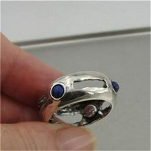 Load image into Gallery viewer, Hadar Designers Blue Lapis Ring size 9,9.5 Handmade 925 Sterling Silver (H) SALE