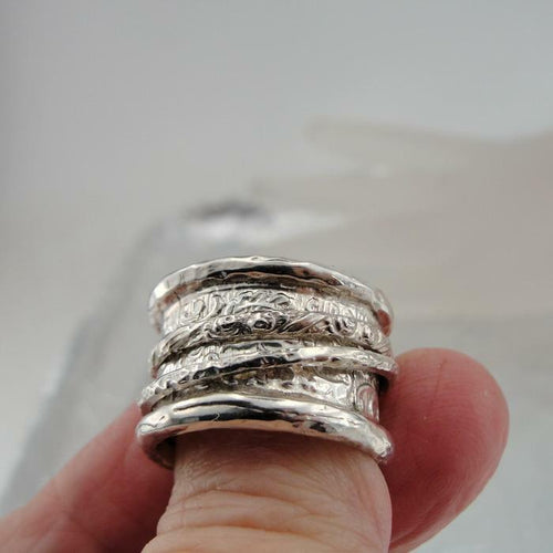 Hadar Designers Handmade 925 Sterling Silver Spin Swivel Ring 7.5, 8 (B) SALE