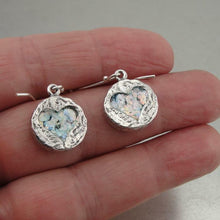 Load image into Gallery viewer, Hadar Designers Handmade Heart 925 Silver Roman Glass Handmade Earrings (as)SALE