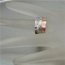 Load image into Gallery viewer, Hadar Designers Sterling Silver 9k Rose Gold Ring sz 7,7.5 Handmade Art (H) SALE