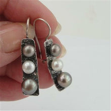 Load image into Gallery viewer, Hadar Designers NEW Handmade 925 Sterling Silver genuine Pearl Earrings (as 09