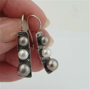 Hadar Designers NEW Handmade 925 Sterling Silver genuine Pearl Earrings (as 09